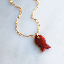 Large Gemstone Fish Pendant Necklace, Handmade, Fall Style: Blue Lapis / 16 inch