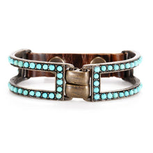 Double Sided Beaded Two Bar Bracelet: Vintage Brown w MOP