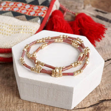 Layered Colorful and Gold Beaded Bracelets Sets: Red