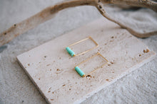 Eventide Rectangular Gold Lightweight Hoops : Turquoise