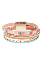 Curacao Colorful Leather Bracelet with Freshwater Pearls: Blue Combo