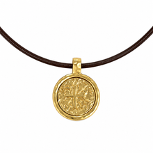 Coin on Brown Leather Necklace