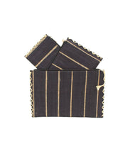Amelia Set of 3 Pinstripe Nesting Raffia Straw Clutches: Blues
