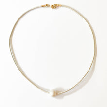 Adjustable Leather and Pearl Minimalist Necklace for Spring: Orange