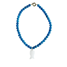 The Wando Fish Necklace: Pale Aqua with Amethyst Fish
