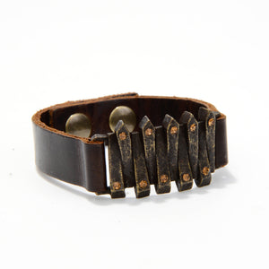 Interlocked Metal Bar Bracelet: Grey w Black Diamond