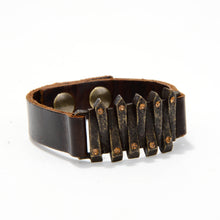 Interlocked Metal Bar Bracelet: Vintage Brown w Black Diamond