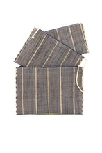 Amelia Set of 3 Pinstripe Nesting Raffia Straw Clutches: Blues