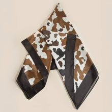 Black And Brown Cow Print Square Scarf: BR