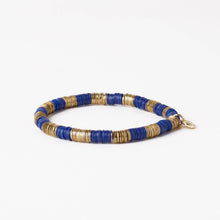 Grace Alternating Color With Gold Sequin Stretch Bracelet Lapis Wholesale
