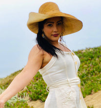5" & 7" Wide Brim Two Tone Packable Straw Sun Hats: Black Two Tone / 7" Brim