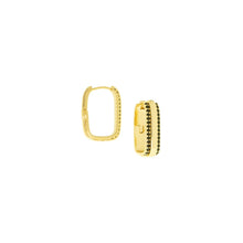 Cz lined paperclip link hoop: Gold clear