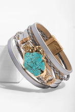 Braided Turquoise Natural Stone Leather Bracelet: Sand