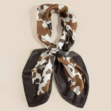 Black And Brown Cow Print Square Scarf: BR