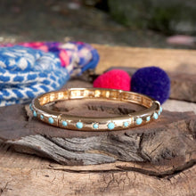 Gold-Tone Eternity Stretch Bangle – Pearls, Turquoise, or Crystals: Skinny - Pearls