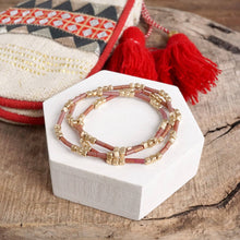Layered Colorful and Gold Beaded Bracelets Sets: Red