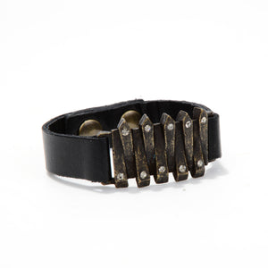 Interlocked Metal Bar Bracelet: Grey w Black Diamond