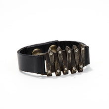 Interlocked Metal Bar Bracelet: Vintage Brown w Black Diamond