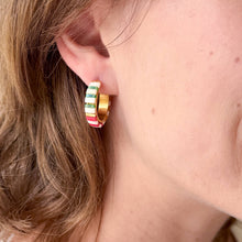 Small Handmade Gold Plated Cream Tila Bead Hoop Earrings