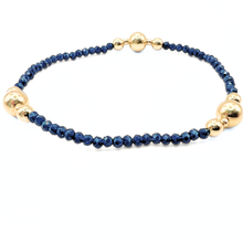 The Nantucket Shimmer Collection 14k Gold- Filled Beaded Bracelets: NAVY / 6.5"