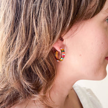 Small Tila Bead Hoop Earrings Gold-Plated, Handmade, Unique