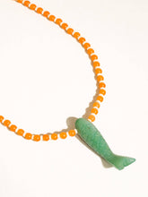 Nicolette 18K Gold Vintage Beaded Fish Necklace: Orange