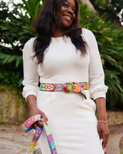 Folklorica Floral Embroidered Wool Belt, Black: L