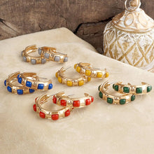 Celestial Glow – Fall Jeweled Hoop Earrings: Mustard