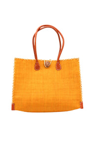Zafran Solid Straw Beach Bag: Natural / Medium
