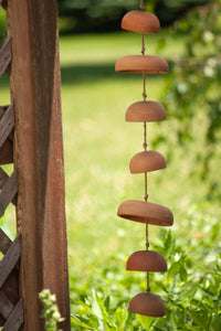 Terracotta Boho Moon Chimes Hanging Accent with Jute