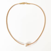 Adjustable Leather and Pearl Minimalist Necklace for Spring: Orange