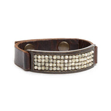 ID Leather Bracelet: Vintage Brown w African Turq