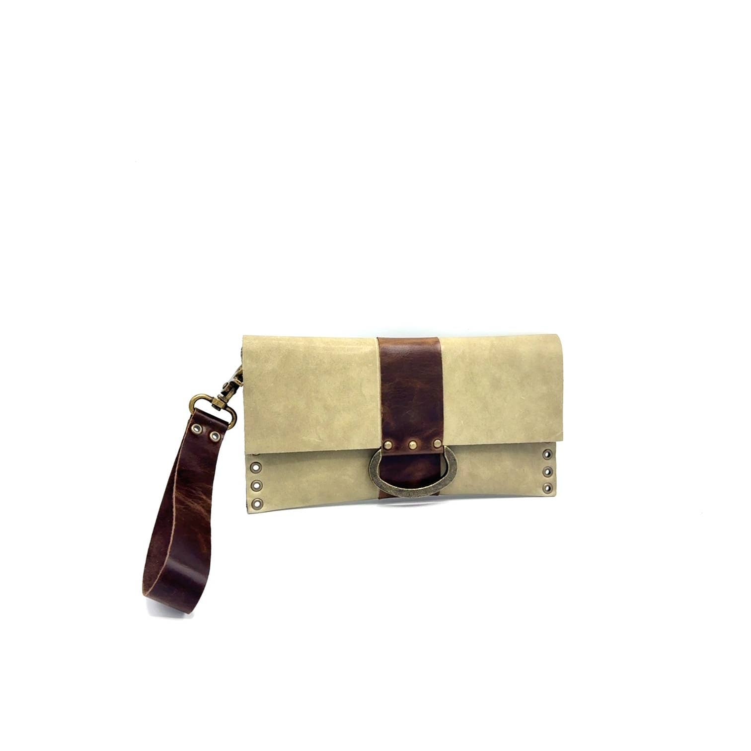 D-Ring Wristlet Clutch: Camel