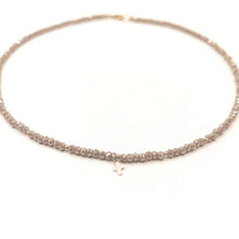 Little Luxe Cross Necklace Gold Filled Crystal Beads: Champagne