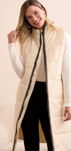 Long Zip Front Quilted Vest