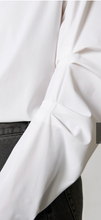 Pleated Sleeve Button Front
