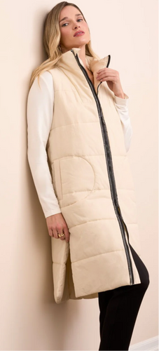 Long Zip Front Quilted Vest