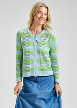 Stripe open Weave Cardy, blue tones