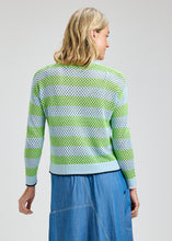 Stripe open Weave Cardy, blue tones