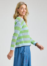 Stripe open Weave Cardy, blue tones