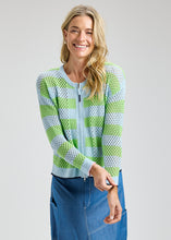 Stripe open Weave Cardy, blue tones
