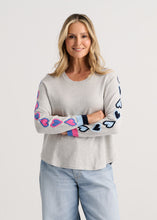 Marl Heart Sleeve Crew