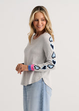 Marl Heart Sleeve Crew