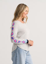 Marl Heart Sleeve Crew