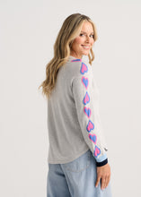 Marl Heart Sleeve Crew