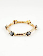 B25034 Glass Bead/Faux Pearl Adorned Stretch Bangle Bracelet: 04 CR