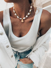 Shell pearl gold scallop necklace