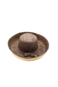 5" & 7" Wide Brim Two Tone Packable Straw Sun Hats: Black Two Tone / 7" Brim
