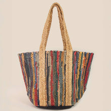 Vibrant Stripes Woven Tote Bag: GR