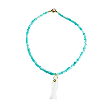 The Big Eye Fish Necklace: Pink Jade with Rose Quartz